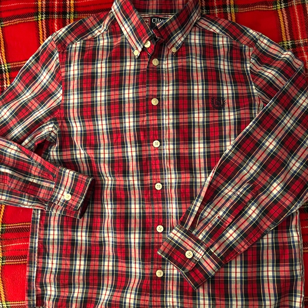 #6 Boys chaps red plaid dress shirt